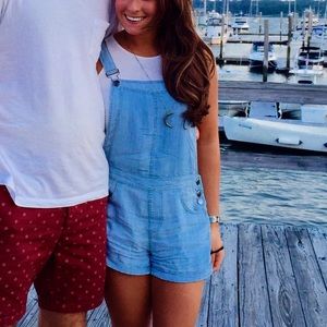 Rails denim short overalls light wash